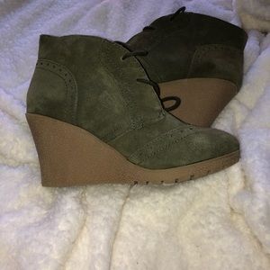 mia olive green wedges